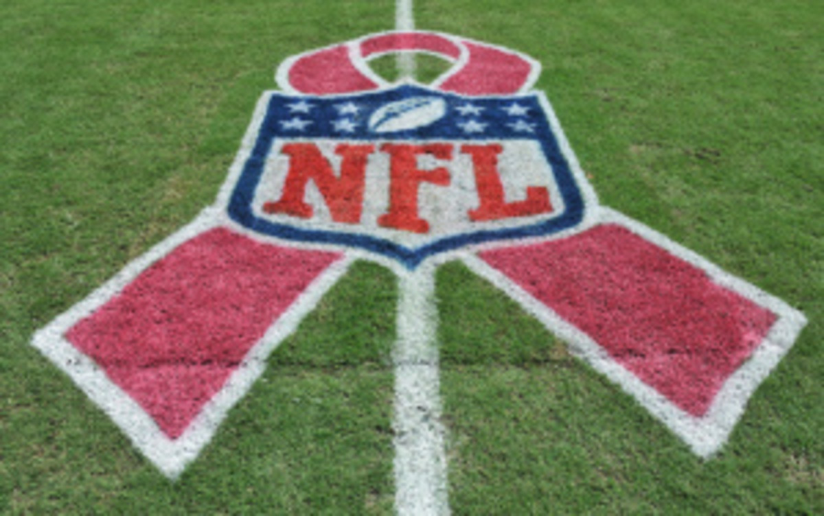 Less than 10 percent of the overall sales from pink NFL merchandise actually goes toward cancer research, according to a recent report. (Al Messerschmidt/Getty Images)